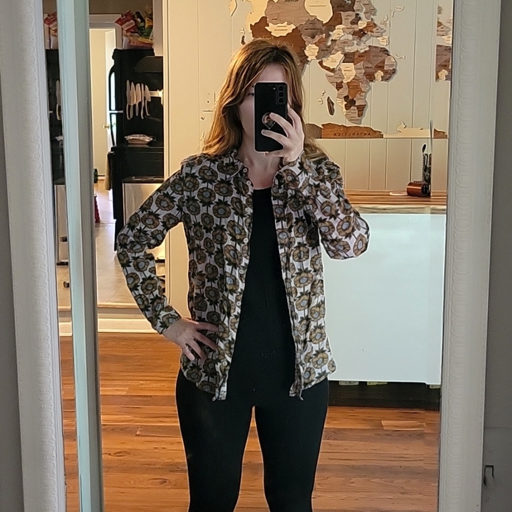NWOT Monoprix Linen Button Down S